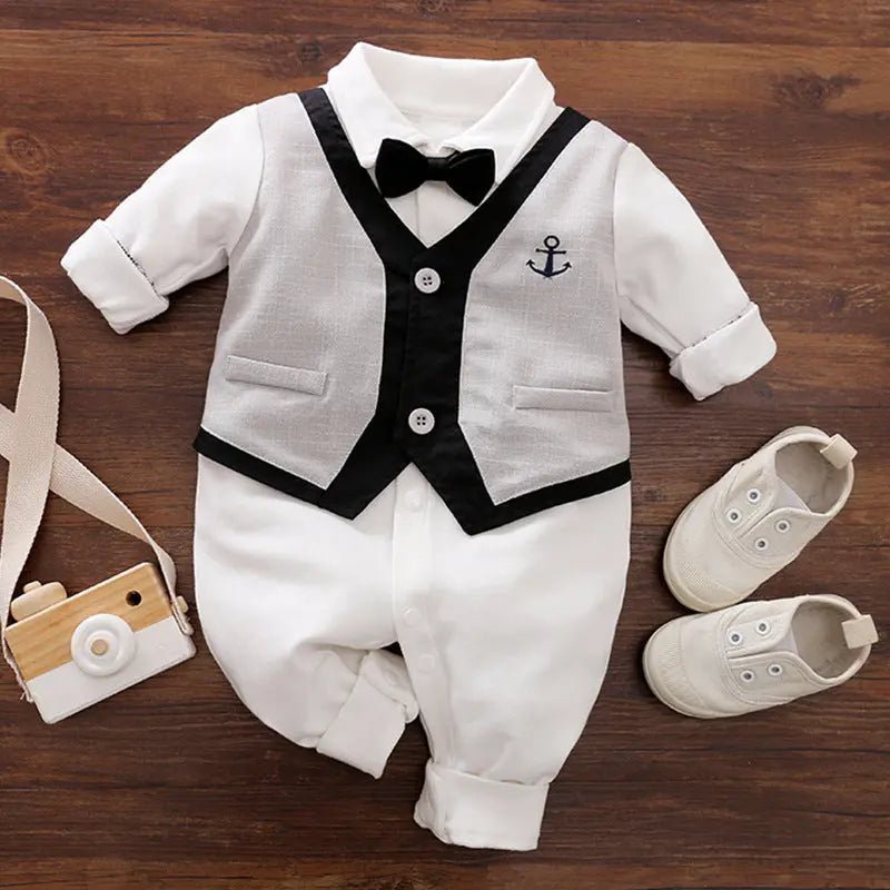 DapperCub™ – Long Sleeve Cotton Baby Jumpsuit - Handpicked Hub