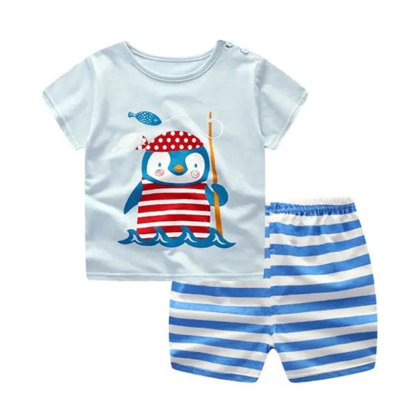 Sunny Sidekick™ – Baby Cartoon T-Shirt & Shorts Set - Handpicked Hub