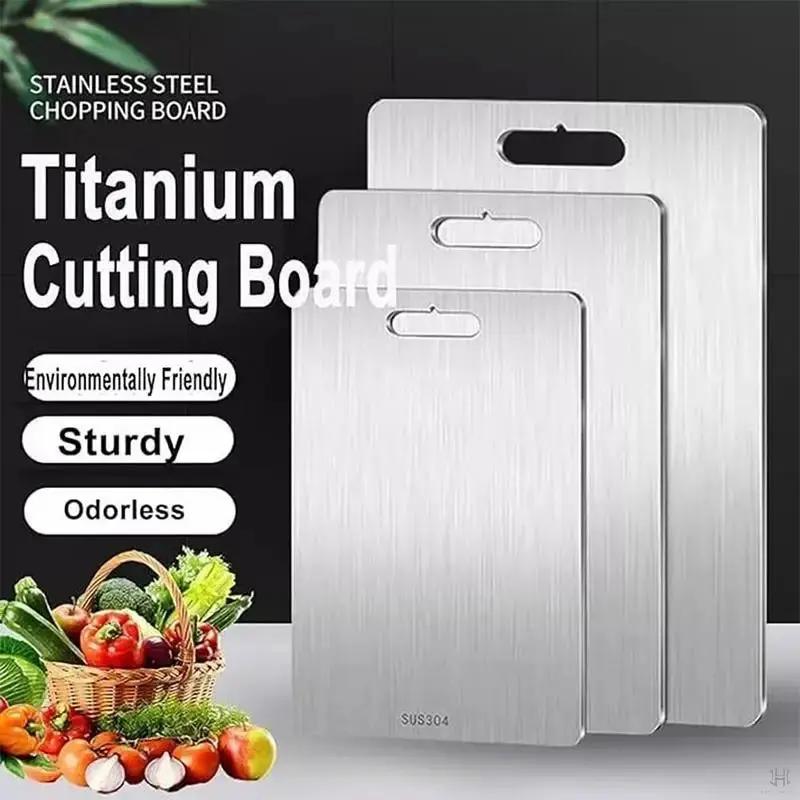 Stainless Steel Cutting Board for Kitchen Double-Sided Chopping Board Food Grade Cutting Mat Serving Tray Fruit Meat Chopping Board