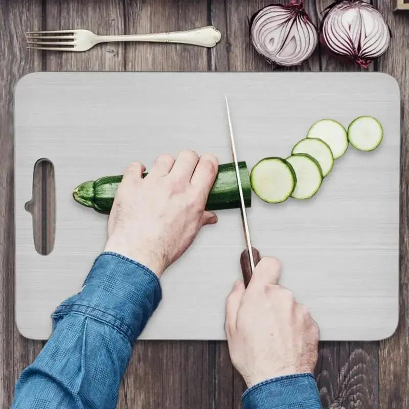 Stainless Steel Cutting Board for Kitchen Double-Sided Chopping Board Food Grade Cutting Mat Serving Tray Fruit Meat Chopping Board