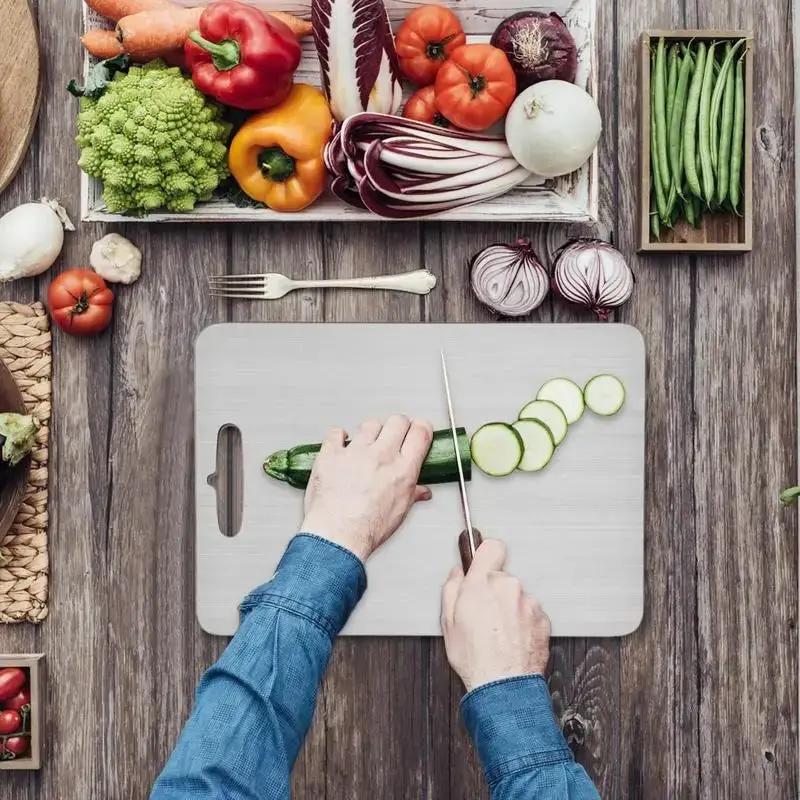 Stainless Steel Cutting Board for Kitchen Double-Sided Chopping Board Food Grade Cutting Mat Serving Tray Fruit Meat Chopping Board