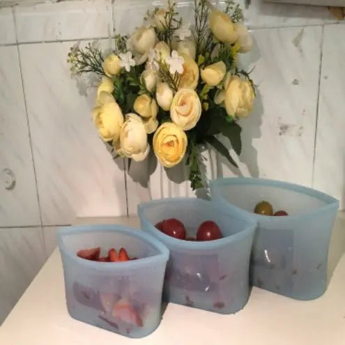 3pcs Reusable Silicone Food Storage Bags, Sandwich Snack Bags Zip Container Safe Handpicked Hub