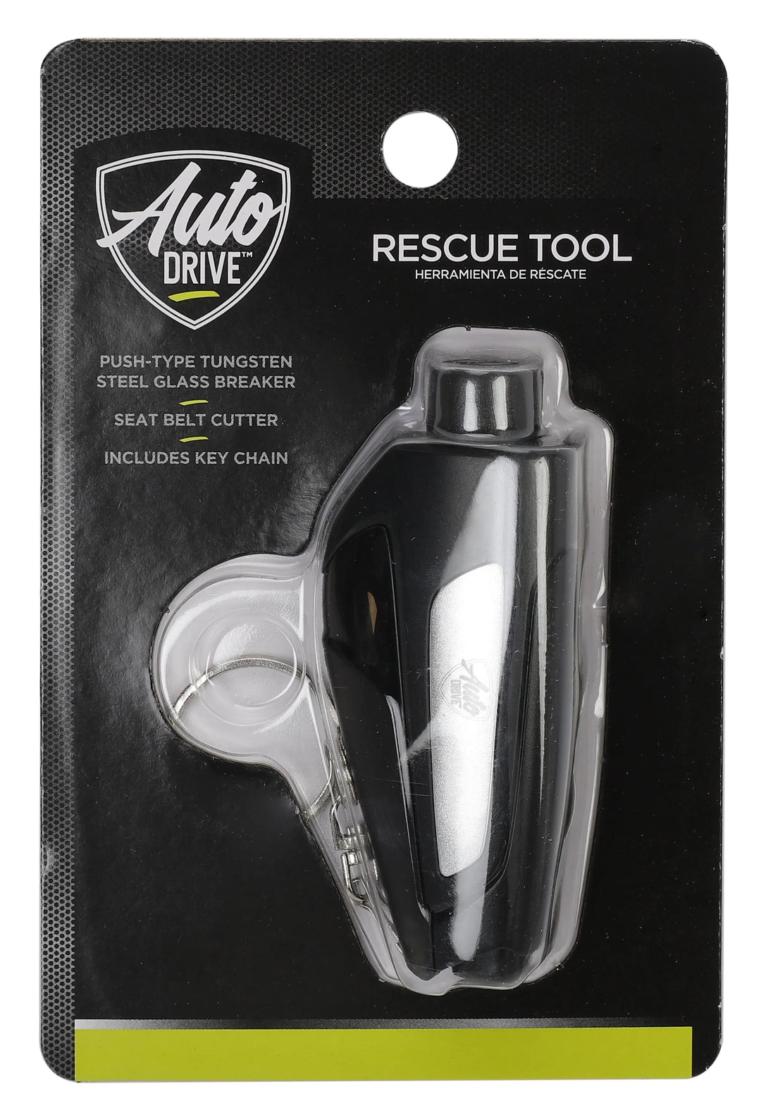 2-In-1 Rescue Tool Keychain: Seatbelt Cutter and Window Breaker, Black, One Size