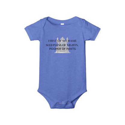 Funny onesie - 'First of My Name, Sleepless of Nights, Pooper of Pants Onesie' Cute Jersey One Piece for Infants