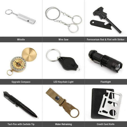 14 in 1 Outdoor Emergency Survival And Safety Gear Kit Camping - Handpicked HubEDeals