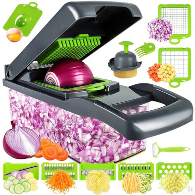 16-in-1 Multifunctional Vegetable Chopper - Professional Food Dicer with Container