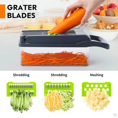 16-in-1 Multifunctional Vegetable Chopper - Professional Food Dicer with Container