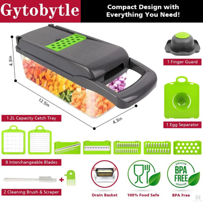 16-in-1 Multifunctional Vegetable Chopper - Professional Food Dicer with Container