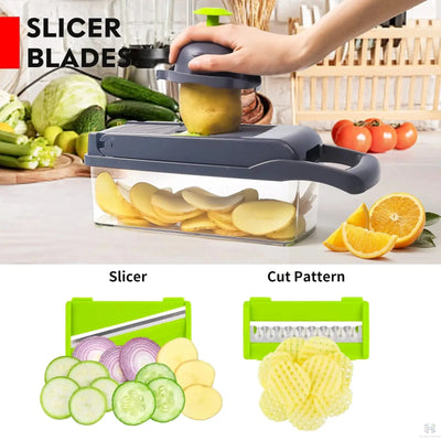 16-in-1 Multifunctional Vegetable Chopper - Professional Food Dicer with Container