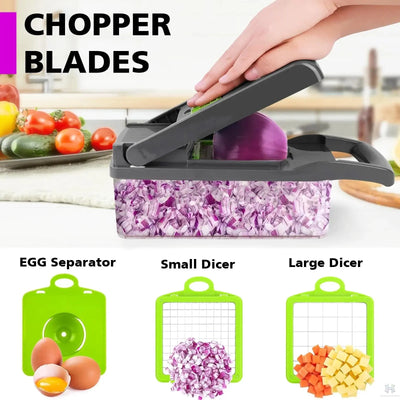 16-in-1 Multifunctional Vegetable Chopper - Professional Food Dicer with Container