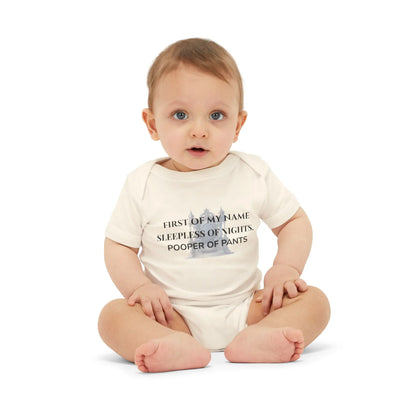 Funny onesie - 'First of My Name, Sleepless of Nights, Pooper of Pants Onesie' Cute Jersey One Piece for Infants