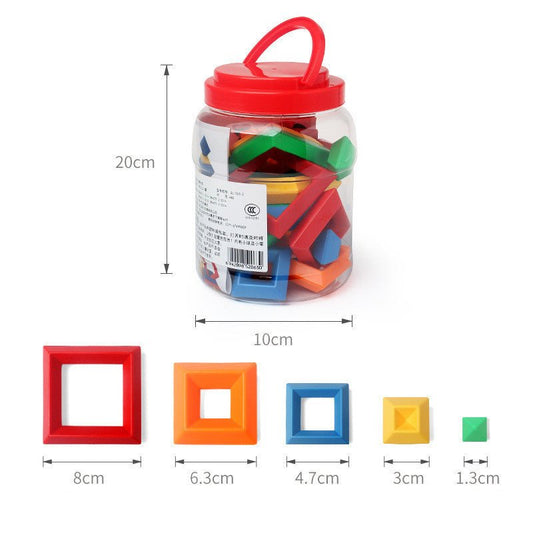 Kids Rainbow Tower Ring Wooden Jenga Color Cognitive Set Shapes Building Blocks Montessori Educational Toys for Kids Handpicked Hub