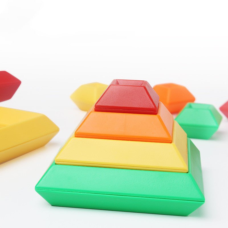 Kids Rainbow Tower Ring Wooden Jenga Color Cognitive Set Shapes Building Blocks Montessori Educational Toys for Kids Handpicked Hub