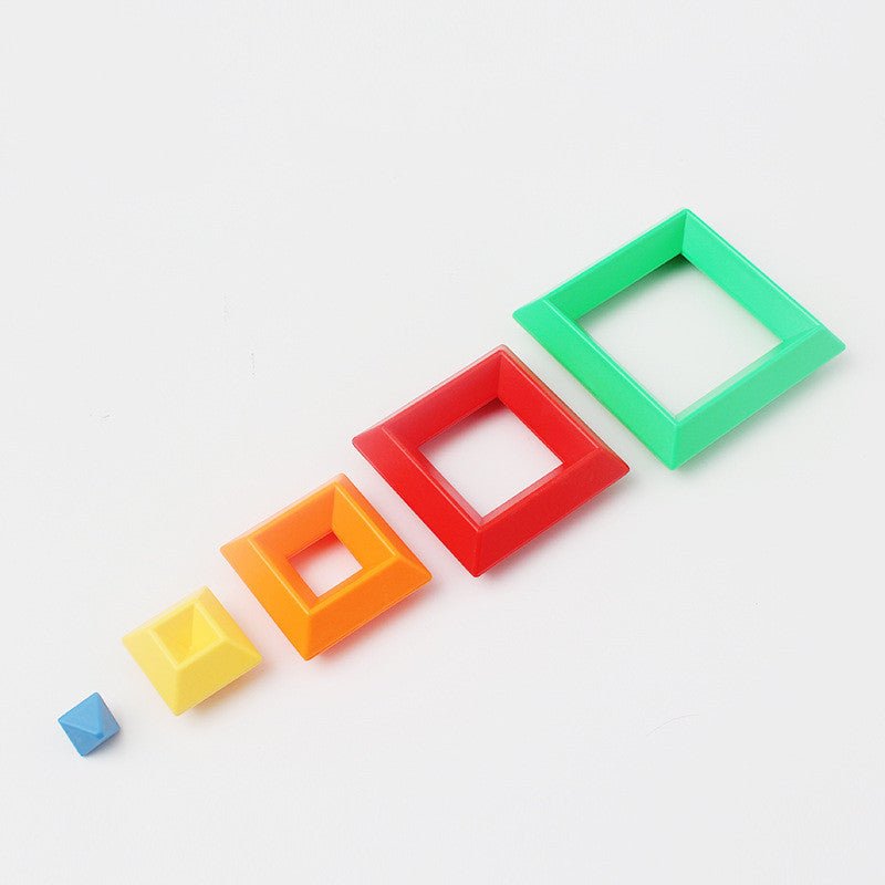 Kids Rainbow Tower Ring Wooden Jenga Color Cognitive Set Shapes Building Blocks Montessori Educational Toys for Kids Handpicked Hub