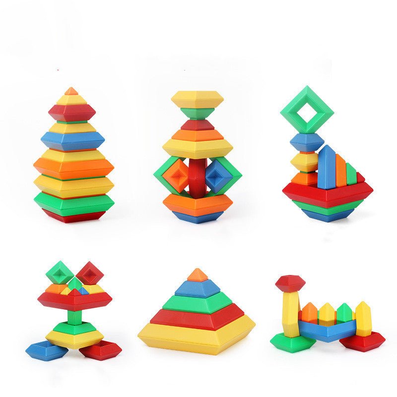 Kids Rainbow Tower Ring Wooden Jenga Color Cognitive Set Shapes Building Blocks Montessori Educational Toys for Kids Handpicked Hub
