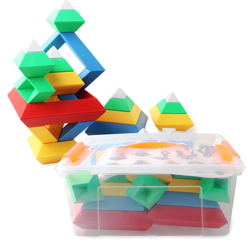 Kids Rainbow Tower Ring Wooden Jenga Color Cognitive Set Shapes Building Blocks Montessori Educational Toys for Kids Handpicked Hub