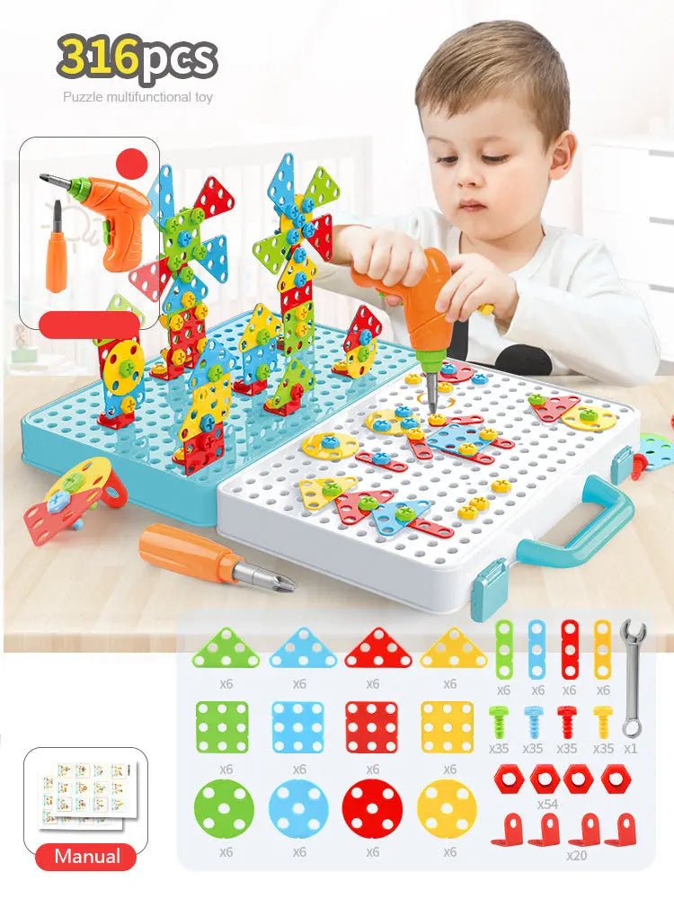 STEM Drill and Build Toy Kit – Electric Screwdriver + Toolbox (188–316 Pieces) - Handpicked Hub