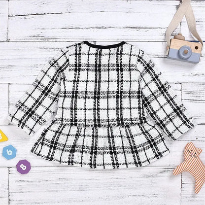 Plaid Two - Piece Long Sleeve Baby Girl Outfit – Sweater + Skirt Set - Handpicked Hub