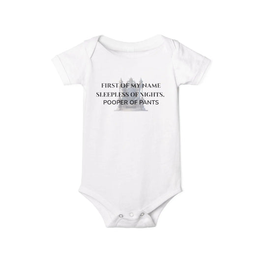 Funny onesie - 'First of My Name, Sleepless of Nights, Pooper of Pants Onesie' Cute Jersey One Piece for Infants