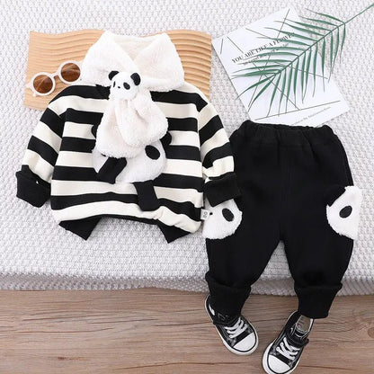 Cozy Stripes™ Fleece - Lined Kids Sweat Suit - Handpicked Hub