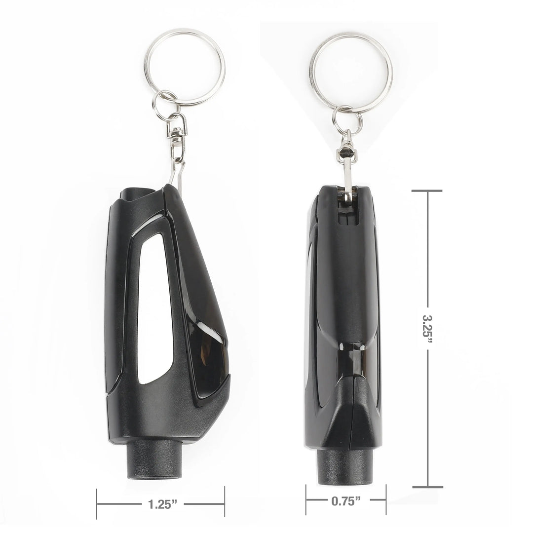 2-In-1 Rescue Tool Keychain: Seatbelt Cutter and Window Breaker, Black, One Size