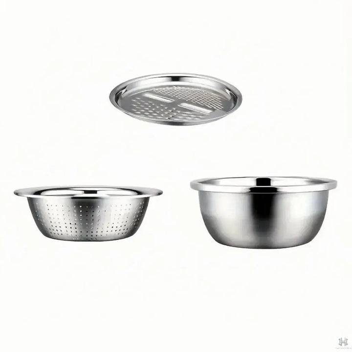 3PCS/1Set Vegetable Slicer, Stainless Steel Slicer, Potato Slicer, Vegetable Washing Basin, Drain Basket, Multifunctional