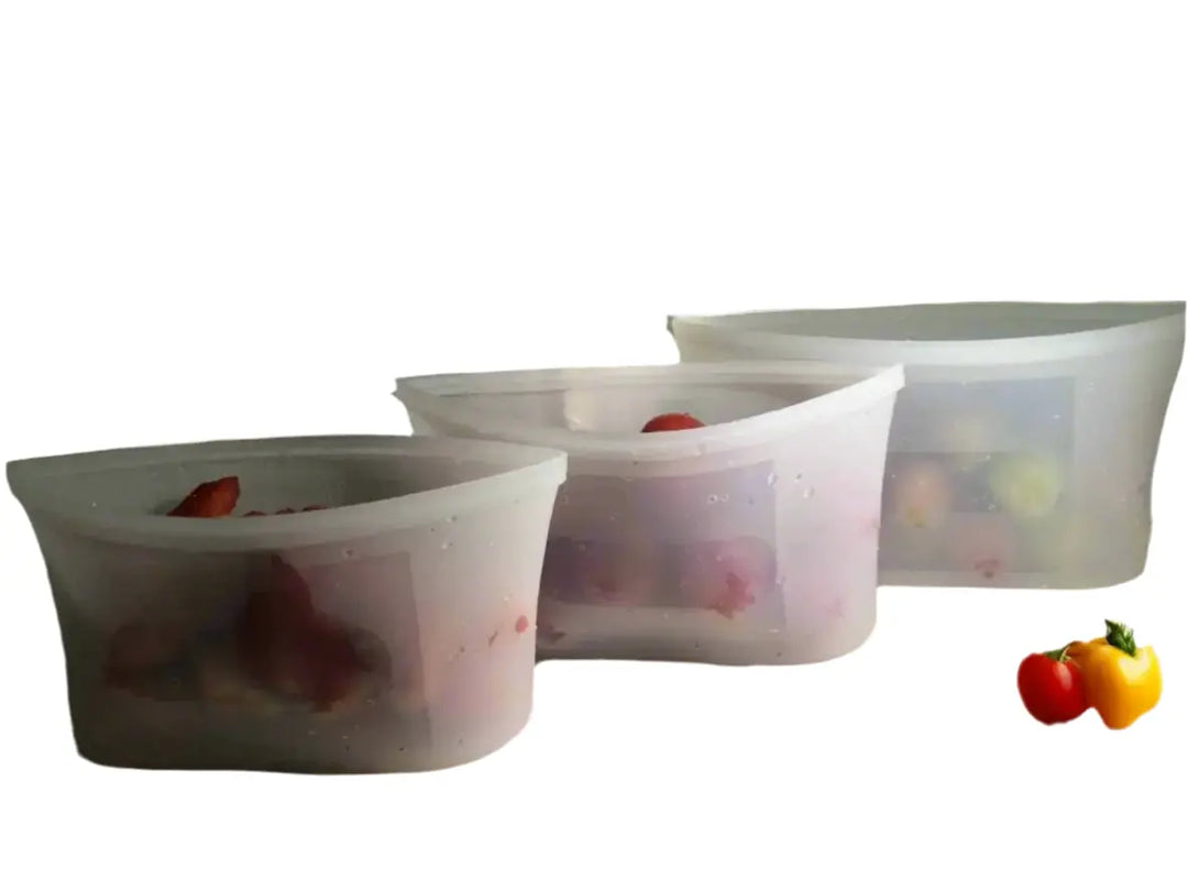Leak-Proof Reusable Silicone Food Storage Bags - End Food Waste & Plastic Pollution (3-Pack) Handpicked Hub