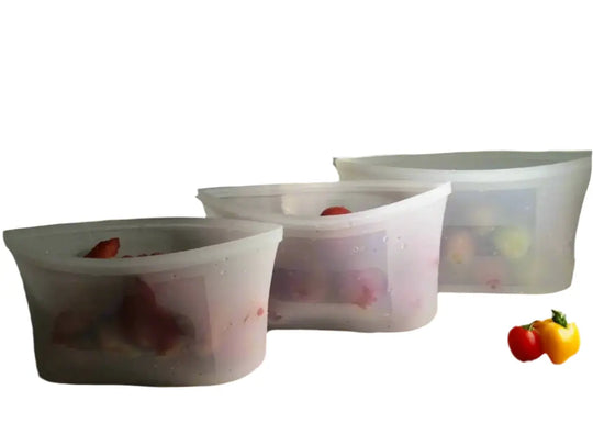 Leak-Proof Reusable Silicone Food Storage Bags - End Food Waste & Plastic Pollution (3-Pack) Handpicked Hub