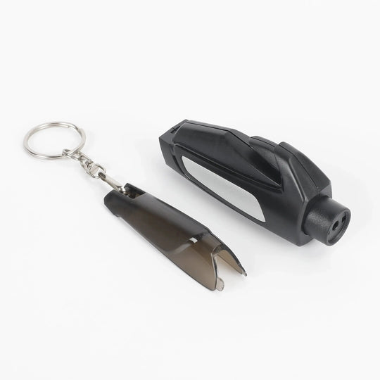 2-In-1 Rescue Tool Keychain: Seatbelt Cutter and Window Breaker, Black, One Size