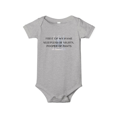 Funny onesie - 'First of My Name, Sleepless of Nights, Pooper of Pants Onesie' Cute Jersey One Piece for Infants
