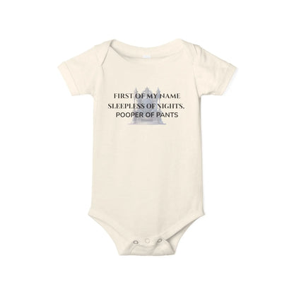 Funny onesie - 'First of My Name, Sleepless of Nights, Pooper of Pants Onesie' Cute Jersey One Piece for Infants