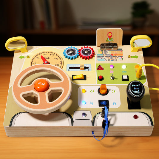 Wooden Steering Wheel Puzzle Toy - Interactive Fun and Learning for Kids