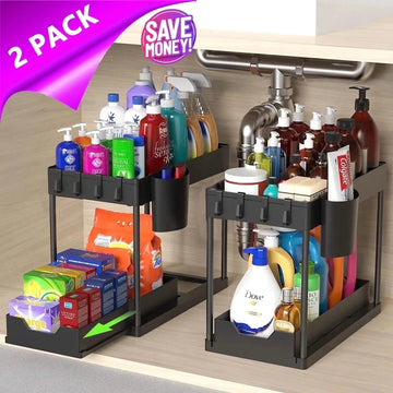 Pull-Out Under Sink Storage Rack - 2 Pack