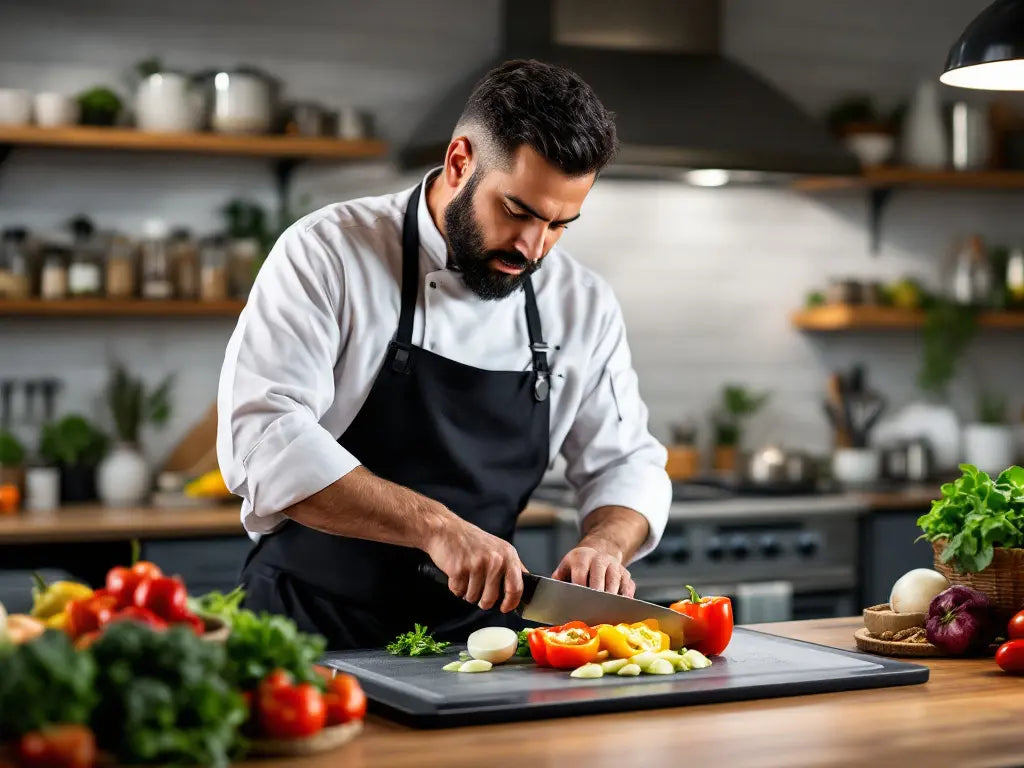 Chef preparing vegetables in a modern kitchen