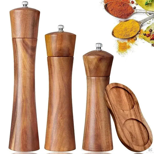 Acacia Wood Salt or Pepper Grinder with Adjustable Ceramic Mill Handpicked Hub
