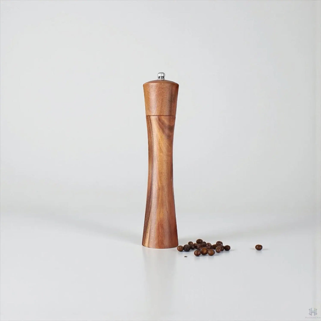 Acacia Wood Salt or Pepper Grinder with Adjustable Ceramic Mill Handpicked Hub