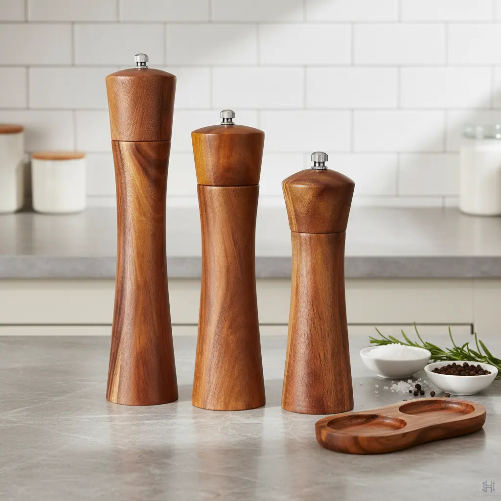 Acacia Wood Salt or Pepper Grinder with Adjustable Ceramic Mill Handpicked Hub