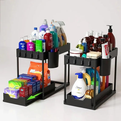 Pull-Out Under Sink Storage Rack - 2 Pack Handpicked Hub