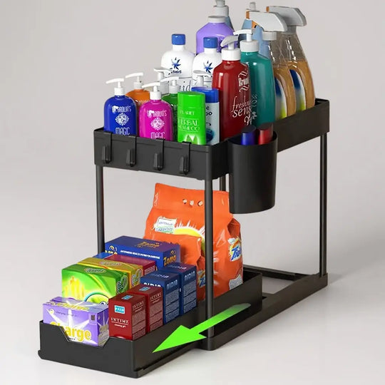 Pull-Out Under Sink Storage Rack - 2 Pack Handpicked Hub