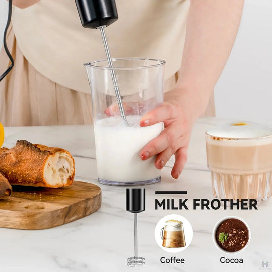 Immersion Blender, 20-Speed 1000W 5-in-1 | LINKChef Hand Blender Kit with Chopper, Whisk, Milk Frother, 600ml Beaker