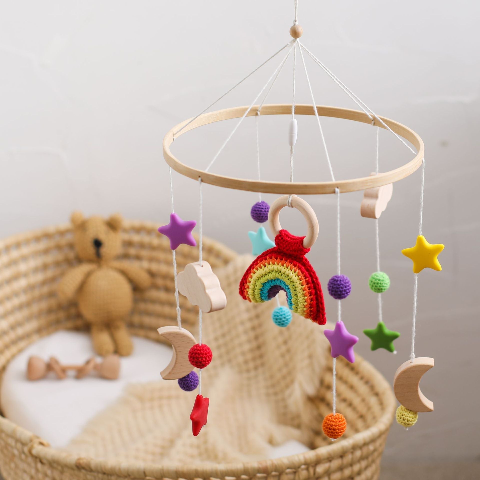 Nordic Style Wooden Baby Car Hanging Wind Chimes Handpicked Hub