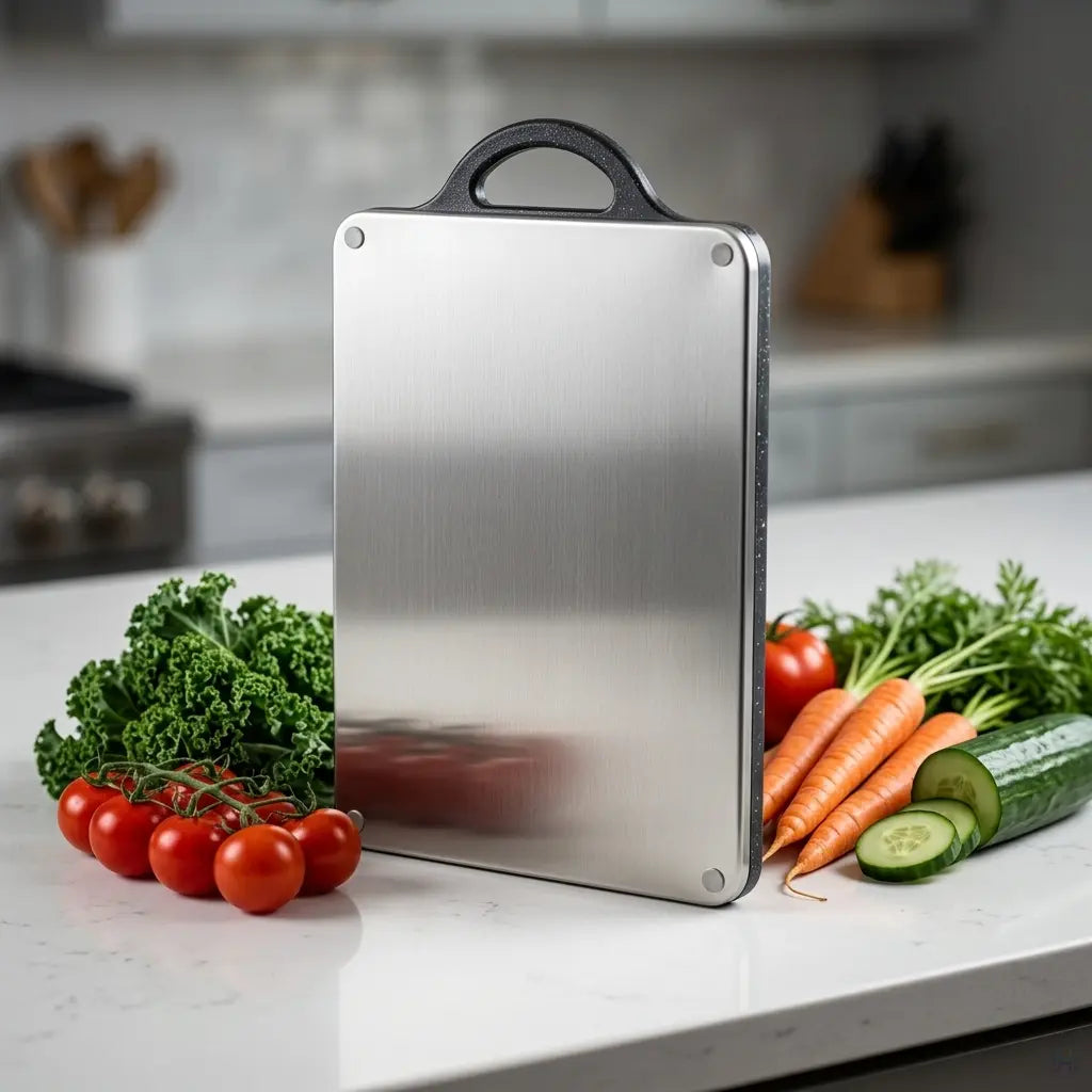 Revolutionary Dual-Sided Stainless Steel Cutting Board for Effortless Food Prep