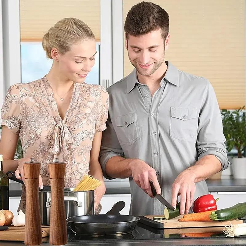Salt and Pepper Grinder Acacia Wooden Spice Pepper Mill with Strong Adjustable Ceramic Grinder Kitchen Cooking Tools (Copy)