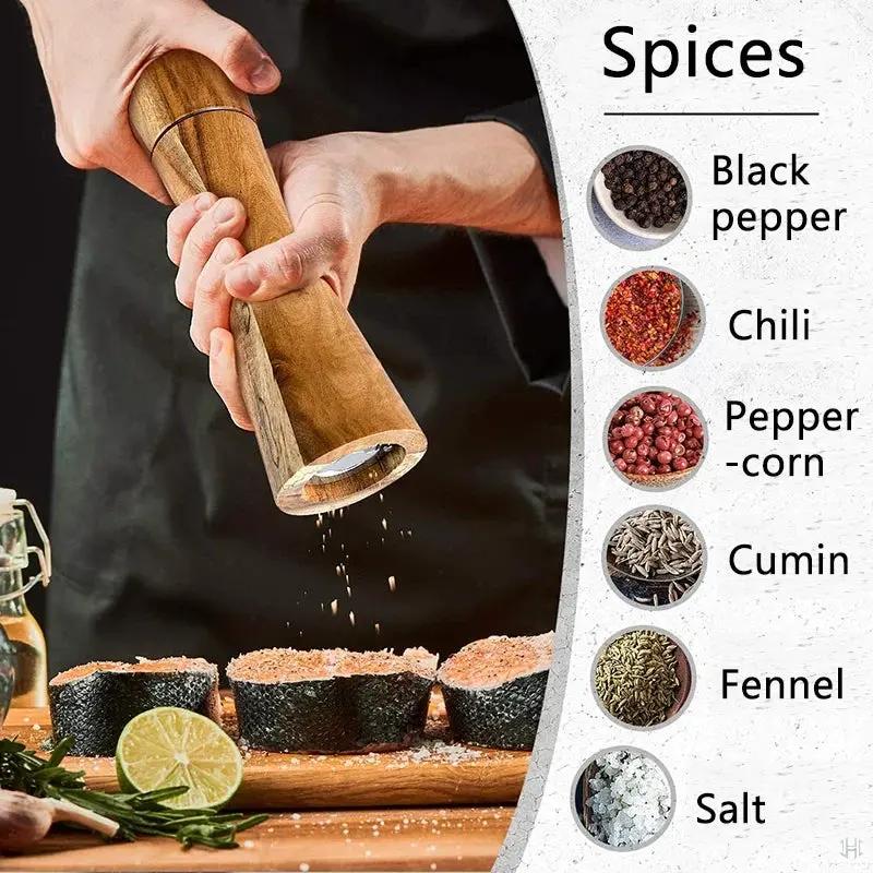 Salt and Pepper Grinder Acacia Wooden Spice Pepper Mill with Strong Adjustable Ceramic Grinder Kitchen Cooking Tools (Copy)