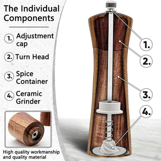 Salt and Pepper Grinder Acacia Wooden Spice Pepper Mill with Strong Adjustable Ceramic Grinder Kitchen Cooking Tools (Copy)