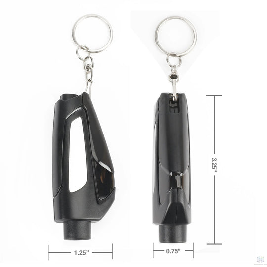2-In-1 Rescue Tool Keychain: Seatbelt Cutter and Window Breaker, Black, One Size