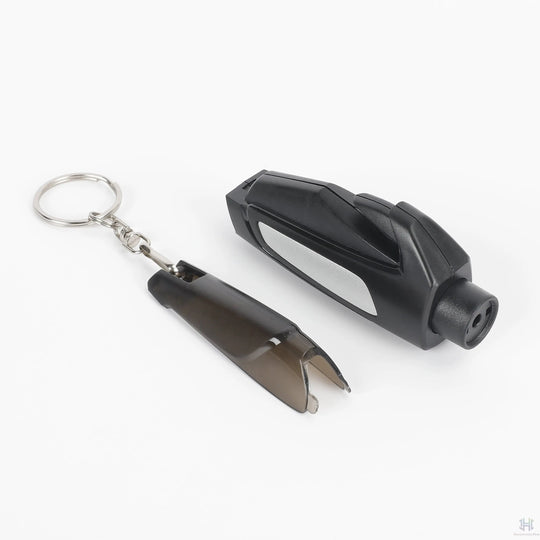 2-In-1 Rescue Tool Keychain: Seatbelt Cutter and Window Breaker, Black, One Size