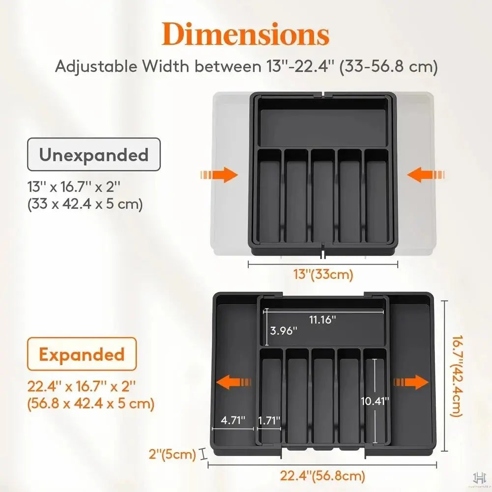 8 Grids Adjustable Kitchen Storage Organizer Tray – Plastic Multifunctional Drawer Organizer for Kitchen Counter Utensils