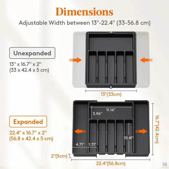 8 Grids Adjustable Kitchen Storage Organizer Tray – Plastic Multifunctional Drawer Organizer for Kitchen Counter Utensils