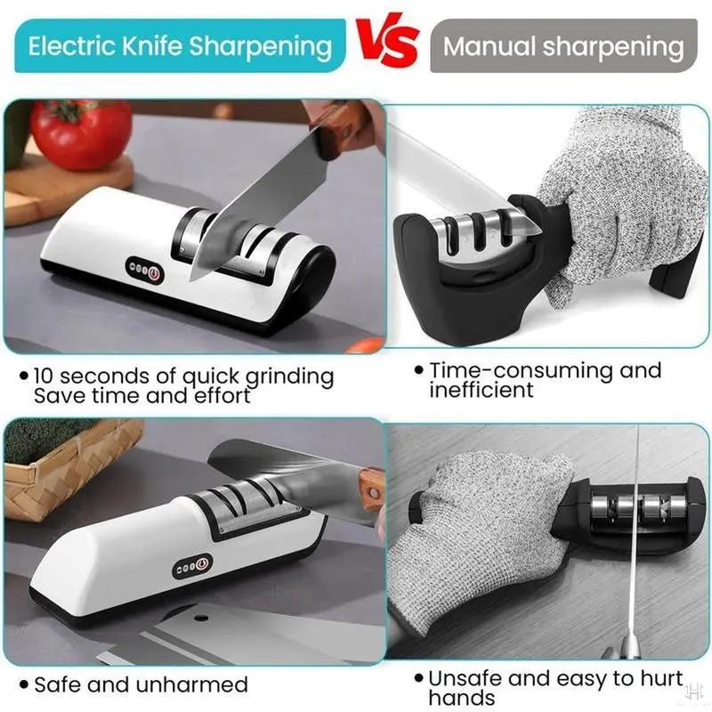 TitanChef Electric Knife Sharpener - 4-Gear Professional Sharpener, Compatible with TitanChef Knife Set, Household & Commercial